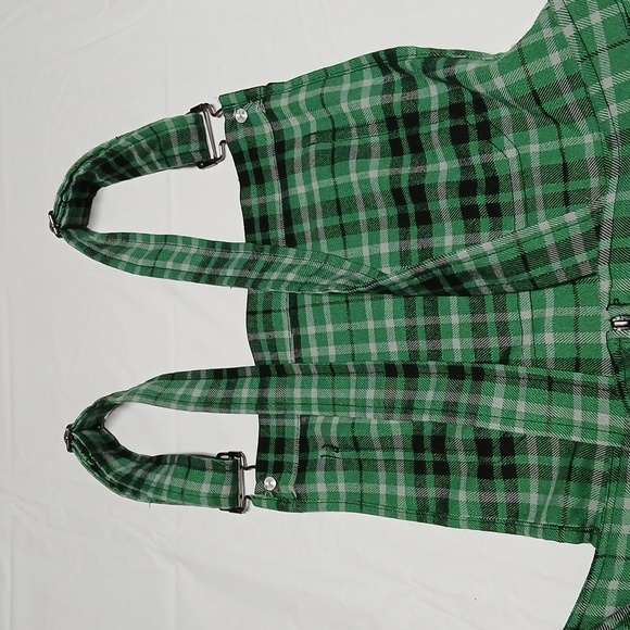 Harry Potter Slytherin Green & Black Plaid Pinafore Jumper Dress Skirtall Size L - Picture 9 of 15